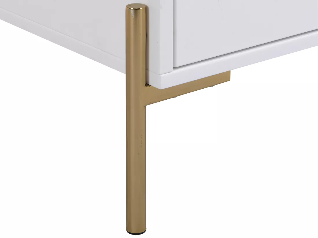 Lot de 2 tables de chevet avec 2 tiroirs - MDF et métal - Blanc laqué et doré - KORASA de Pascal Morabito