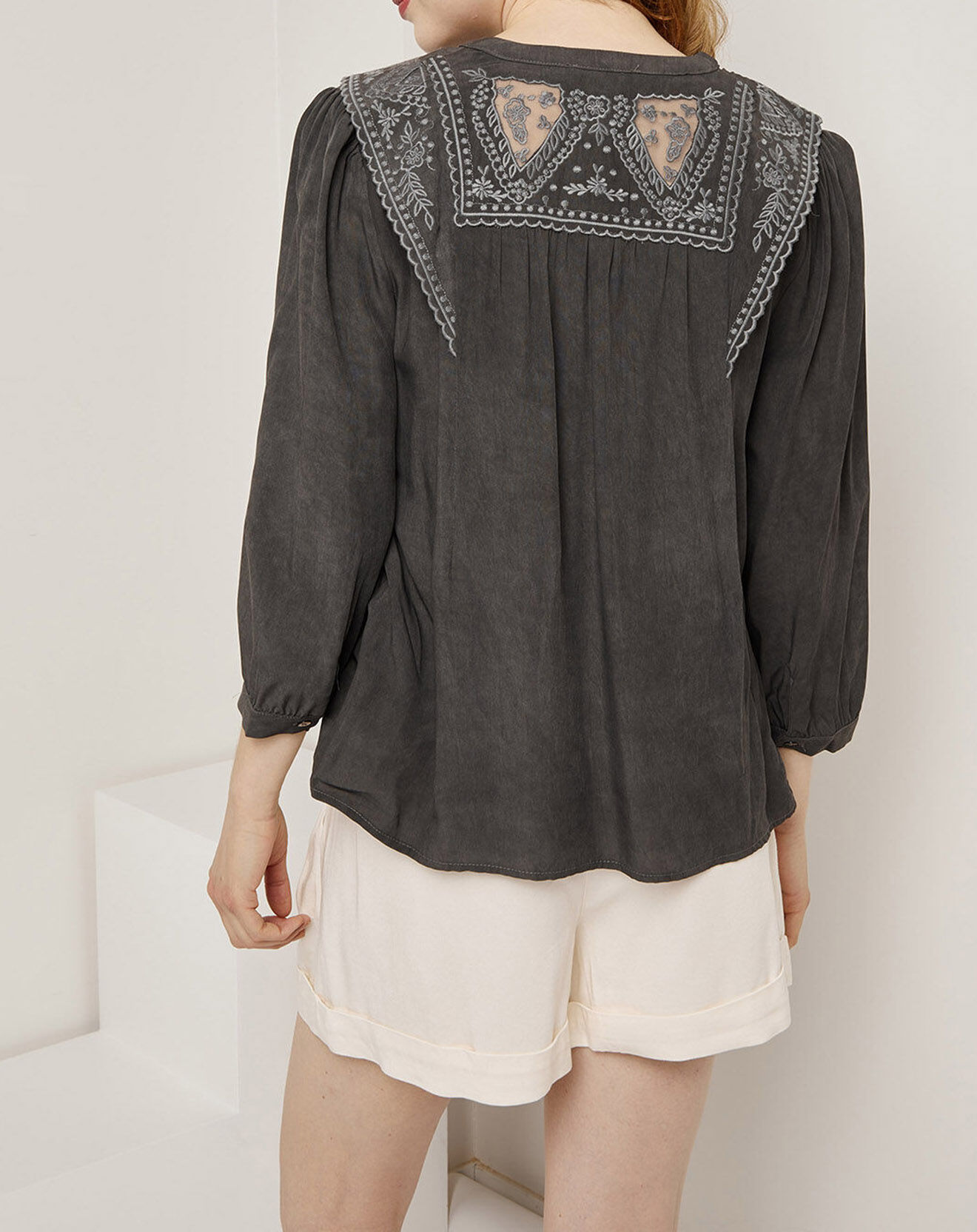 See u Soon Chemise fluide 100% Bambou Rose noir délavé