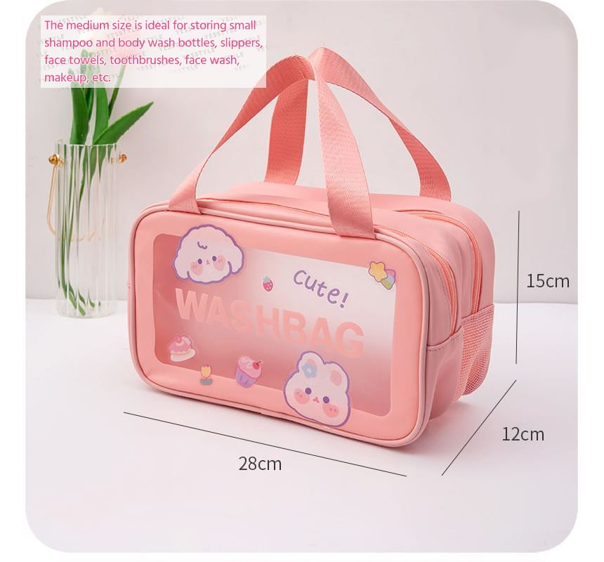 Momoi - Set: Transparante PVC toilettas met dierenletters + sticker