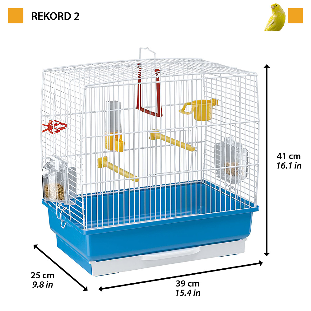 Ferplast cage à oiseaux rekord 2 cage pour oiseaux, canaris, perruches ondulées, en métal, accessoires inclus mangeoires rotatives