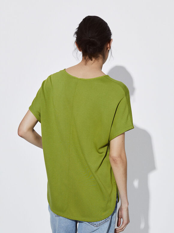 Camiseta básica com decote em V - Verde