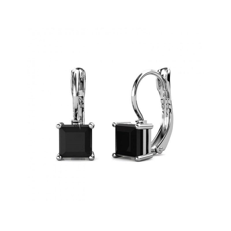 Boucles d'oreilles Square - Argenté et Noir