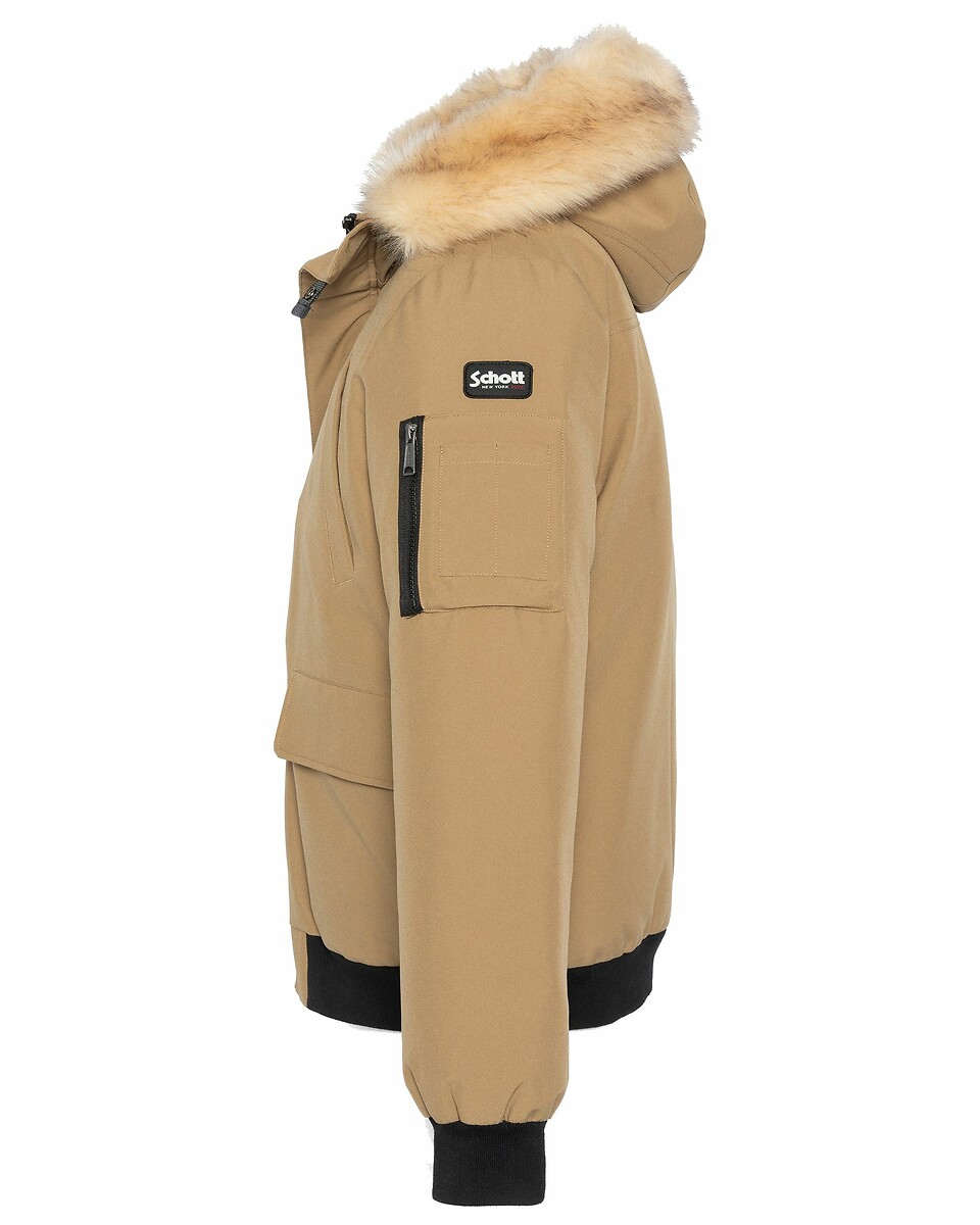 SCHOTT<br>Jaqueta bomber quente com zíper e capuz Keyburn