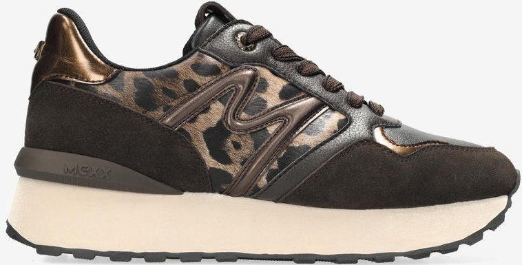 Mexx - Juju Humper - Leren Sneakers - Zwart - Brons - Panter