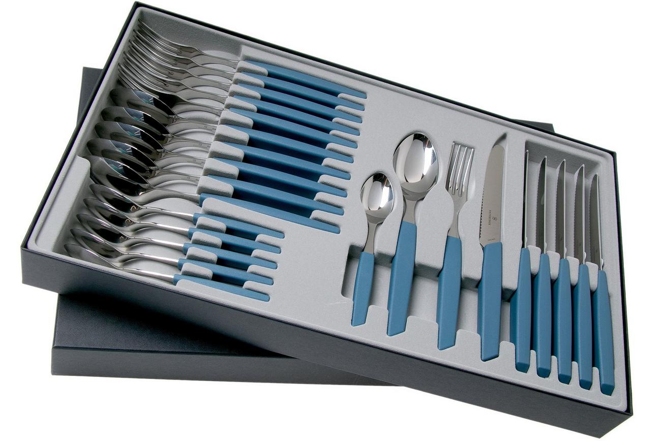 Victorinox Swiss Modern 6.9096.11W2.24, 24-delige bestekset met tomatenmes, blauw
