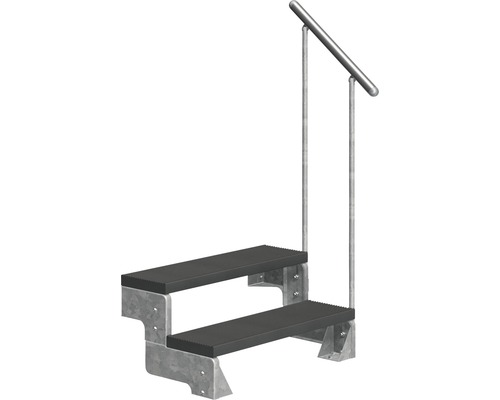 Pertura Tallis buitentrap met leuning, 2 stootborden, 100 cm, antraciet