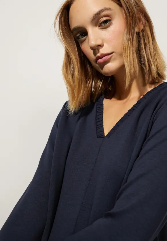 Shirtkleid mit Ziernaht - deep blue
