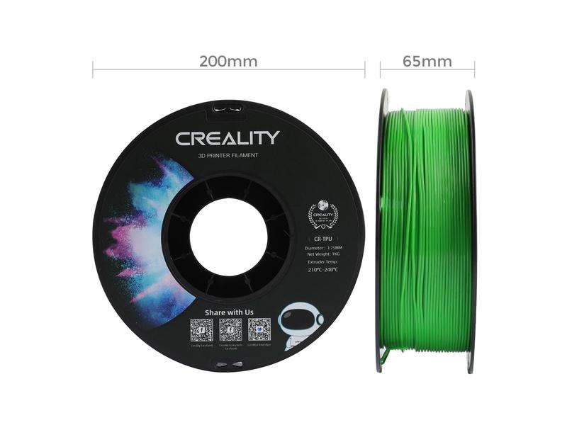 Creality Filament TPU, Grün, 1.75 mm, 1 kg Hochwertiges TPU Filament für 3D-Drucker