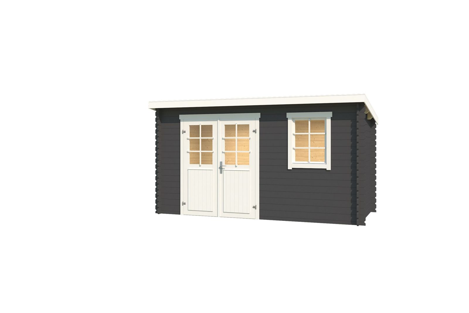Blockbohlenhaus AMIRA 175 - carbongrau - Fichte massiv - 380x175 cm