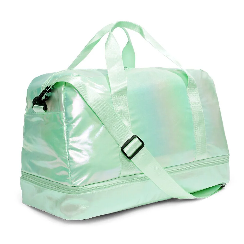 Sac de voyage femme aspect brillant 49x23xH30cm - 2 modèles rose ou vert