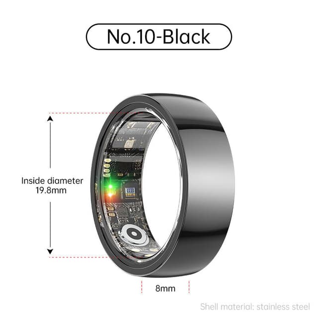 Smart Ring R1000 – Søvnmonitor, Bluetooth 5.0, Blood Oxygen Monitor Sort 10