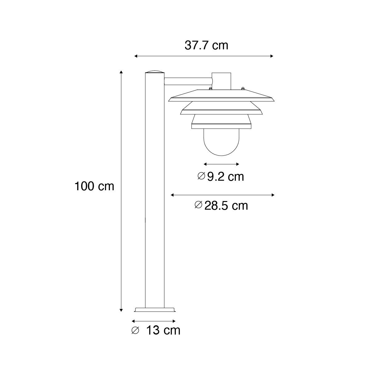 Design buiten paaltje zwart 100 cm IP44 - Morty