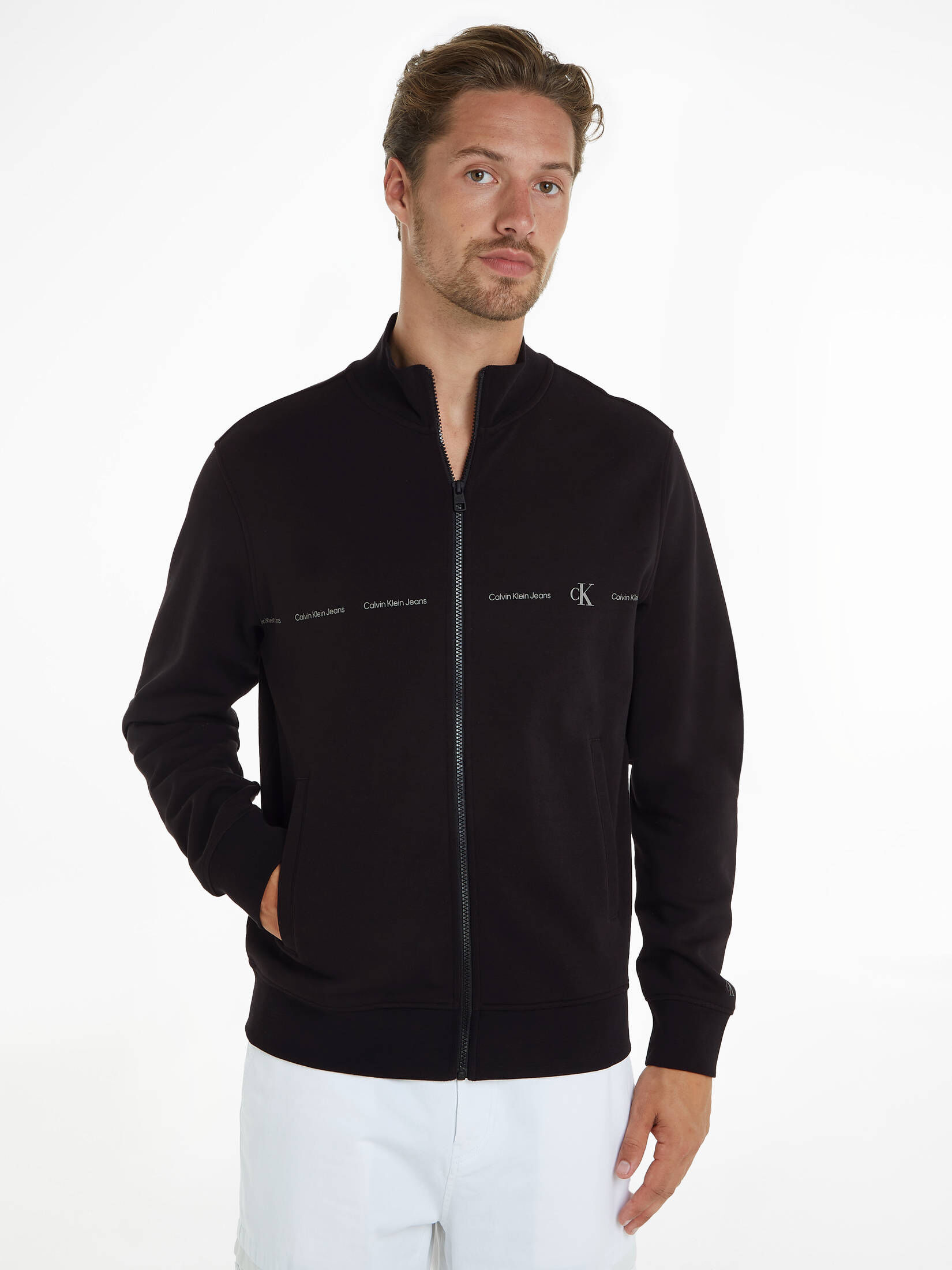 CALVIN KLEIN JEANS| Herren Sweatjacke LOGO REPEAT ZIP THROUGH