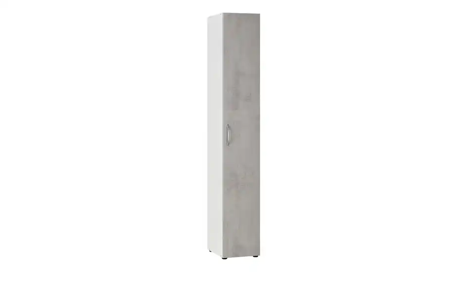 Schrank, 1-türig Multischrank-System 30 cm Weiß, Betonoptik