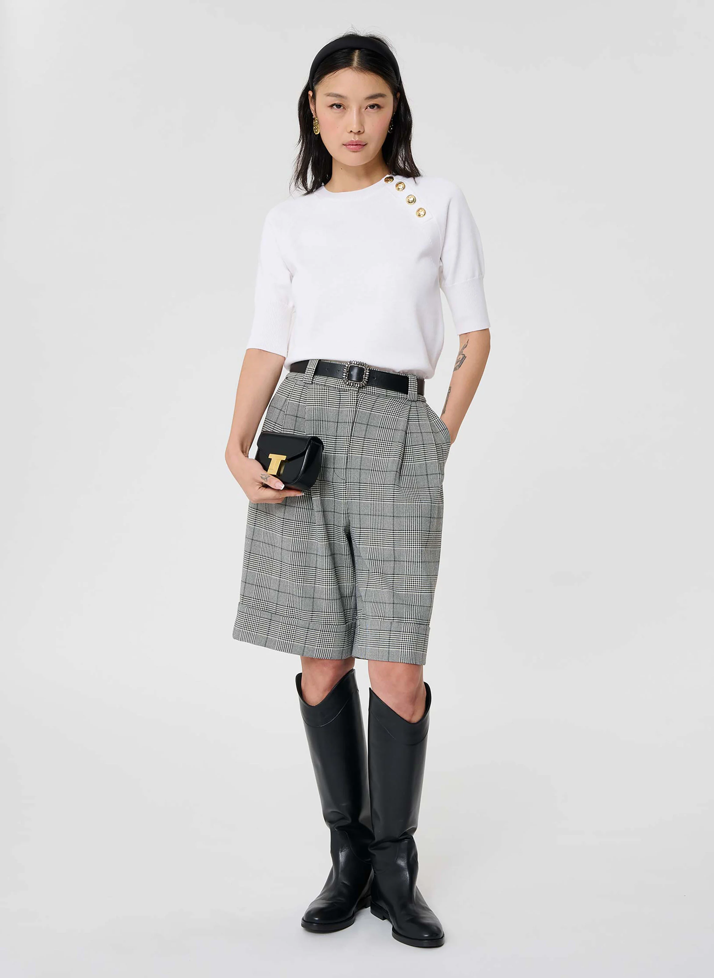 PASTELLE - Pull droit à boutons | Beige
