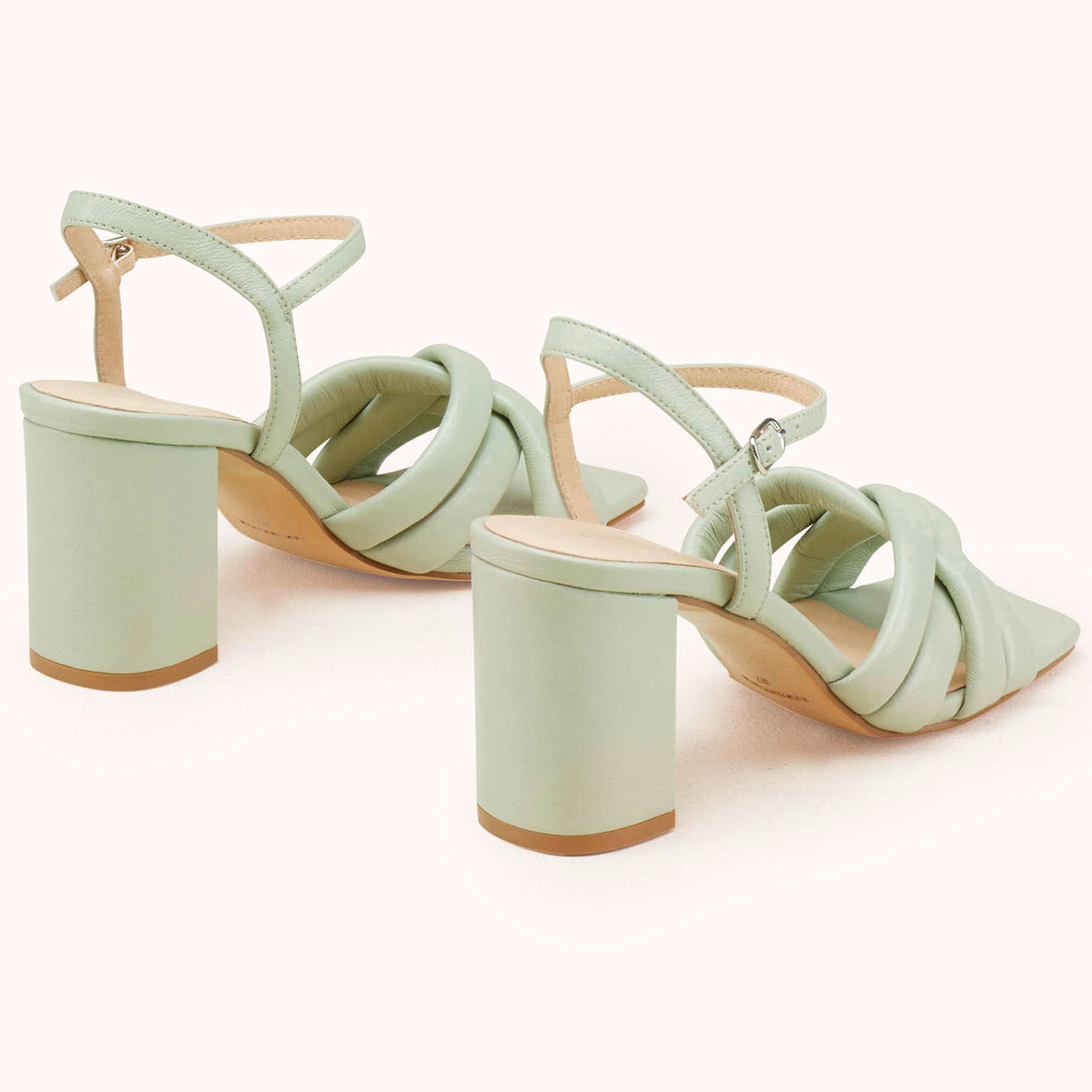 Cosmoparis Sandales en Cuir Handi amande - Talon 8 cm
