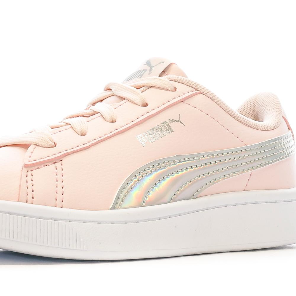 Puma Baskets Rose/Gris pailleté Fille Puma Vikky Rainbow