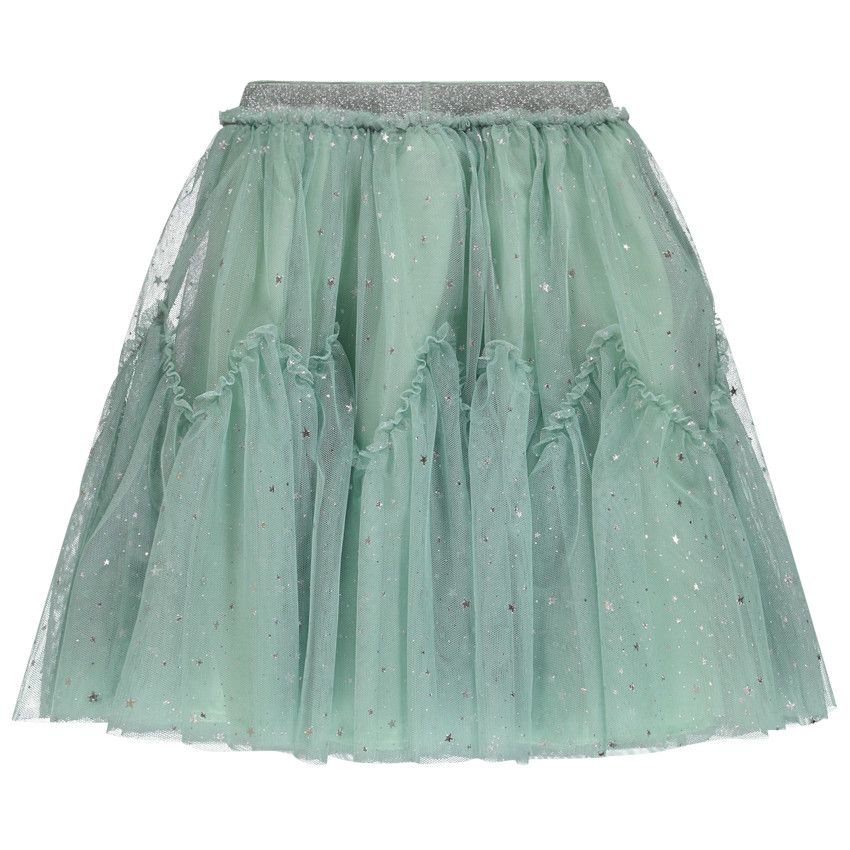 Jupe de fête imprimé étoiles argentées pour fille - Vert