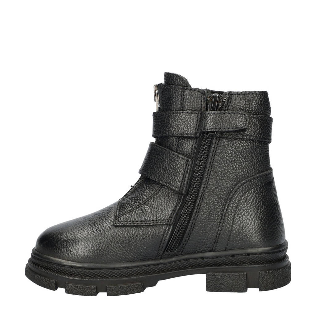 Nelson Kids leren bikerboots zwart