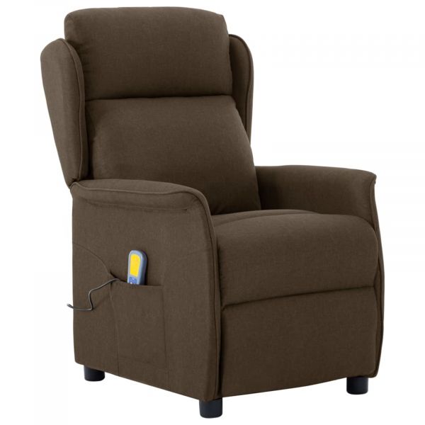 vidaXL Cadeira Recliner de Massagem em Tecido Castanho - 224612205