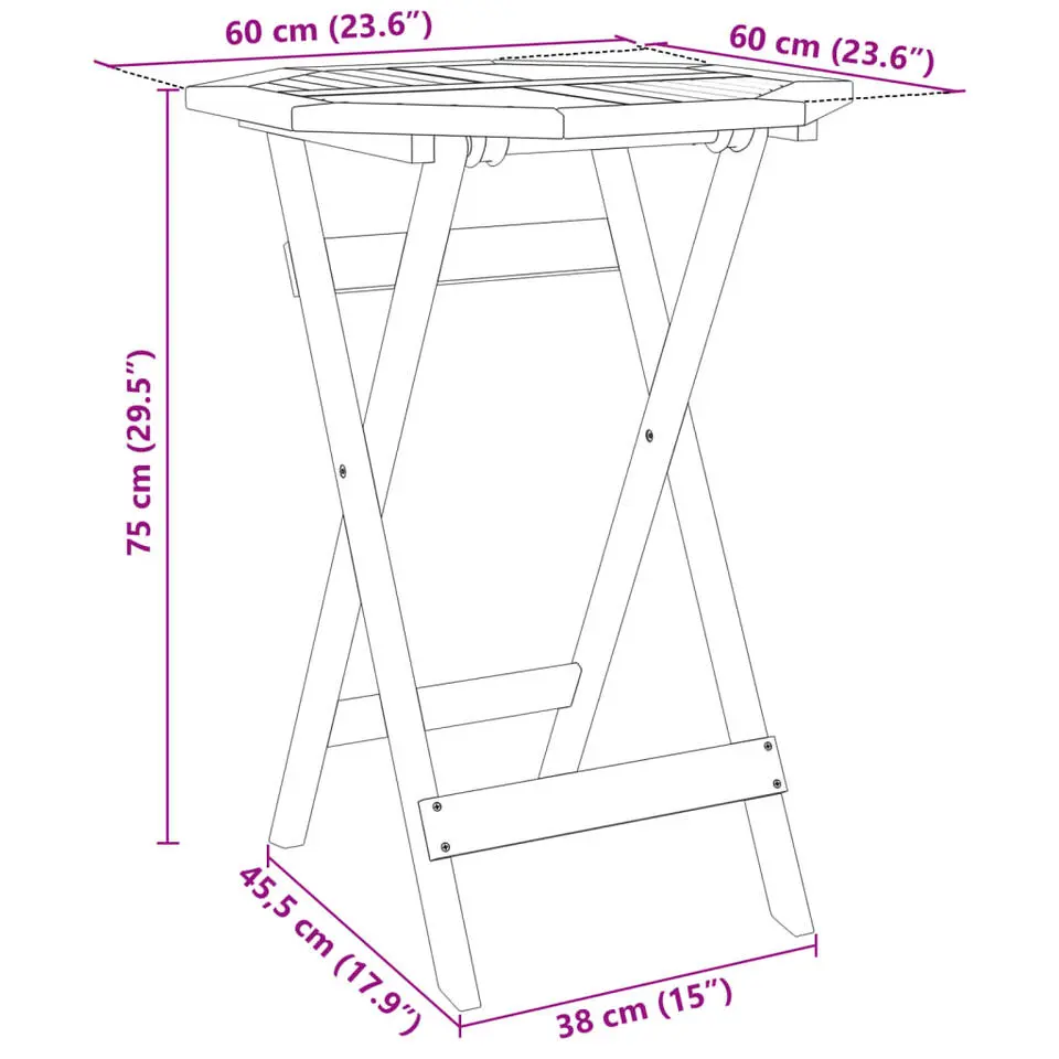 vidaXL - Bistroset - Bruin - Acaciahout - 60 cm - 3 stuks