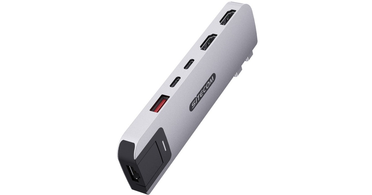 Sitecom6-in-2 MacBook Pro Multiport Hub dockingstation  (Zilver)