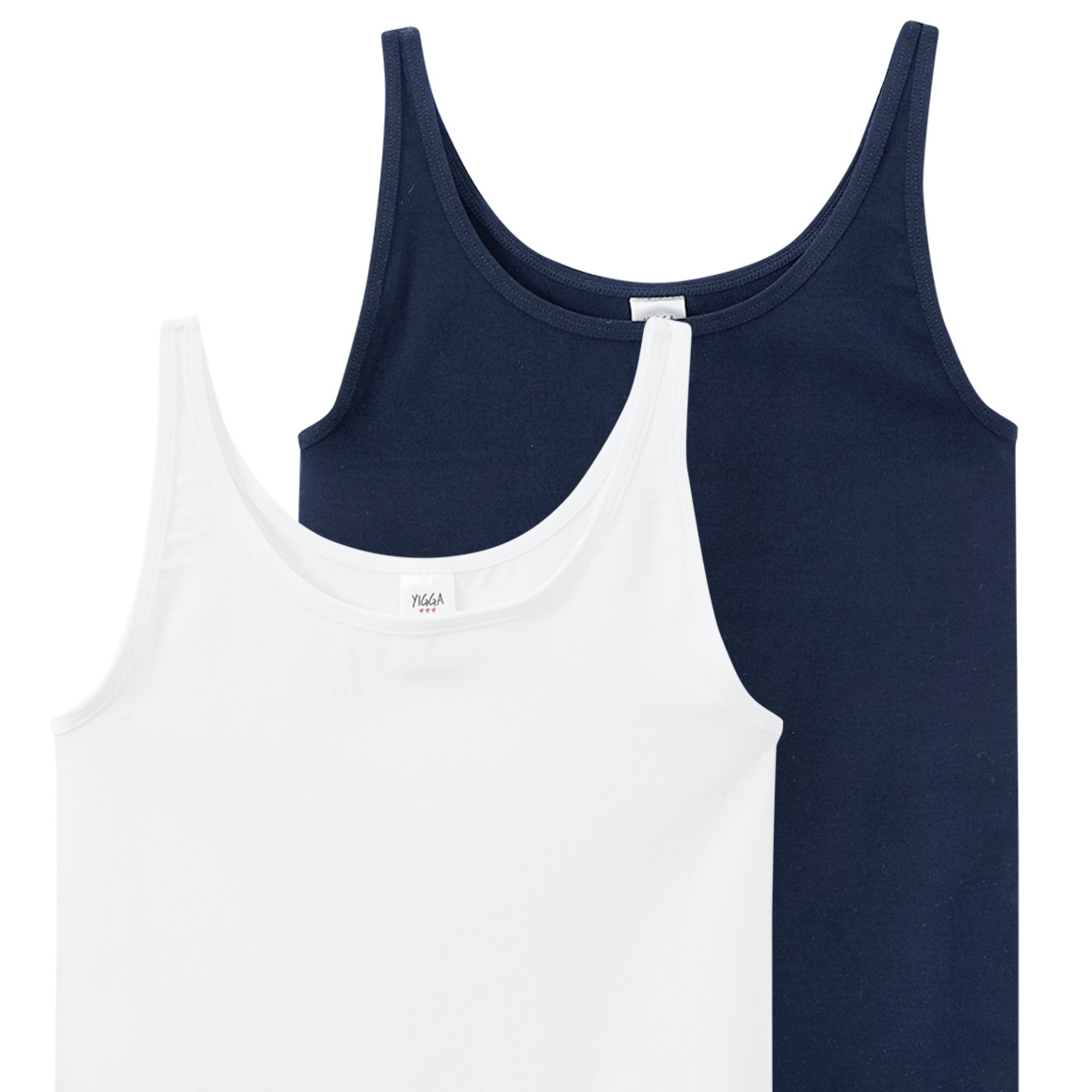 Yigga 2 Mädchen Seamless-Unterhemden unifarben weiss / dunkelblau
