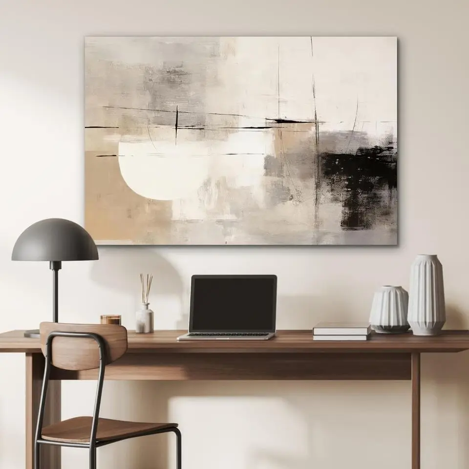 MuchoWow Aluminium Schilderij 120x80cm Abstract Kunst Grijs