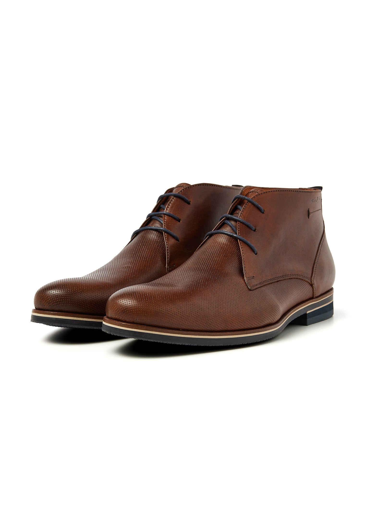 Cognac gladleren Sabinus halfhoge veterschoen