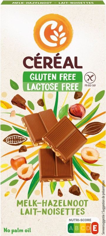 Cereal - Melkchocolade Hazelnoot - Chocolade - 100 Gram - Glutenvrij - Lactosevrij