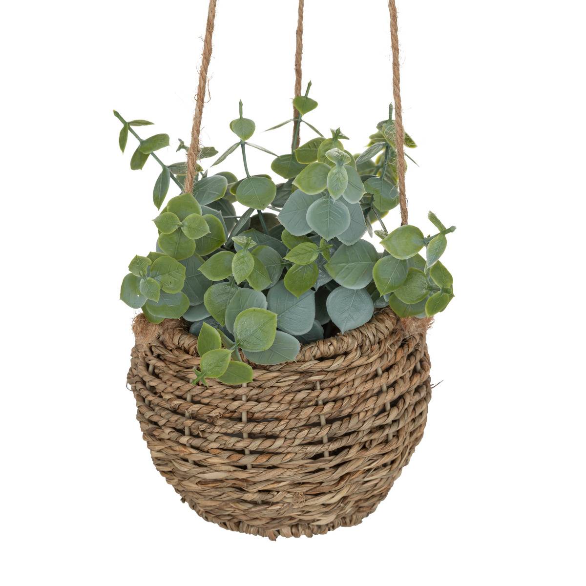 Plante artificielle suspendue pot en roseau h 60 cm