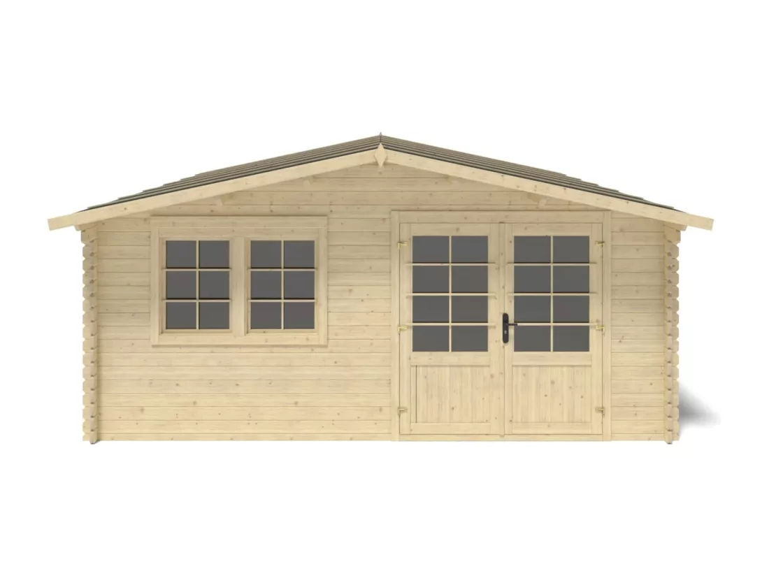 Abri de jardin en bois - 25m2 - 5x5m - Ep. 34mm - Couleur: naturel - DOM722 - ALTANKA