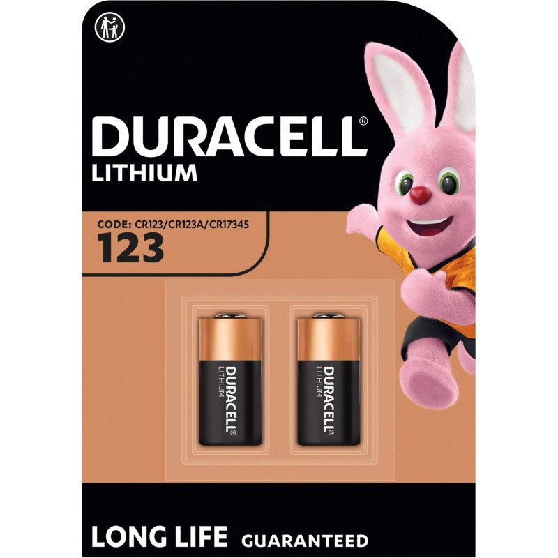 Duracell 123 - Pack de 2 piles bâton Lithium CR123, CR17345 - 3V