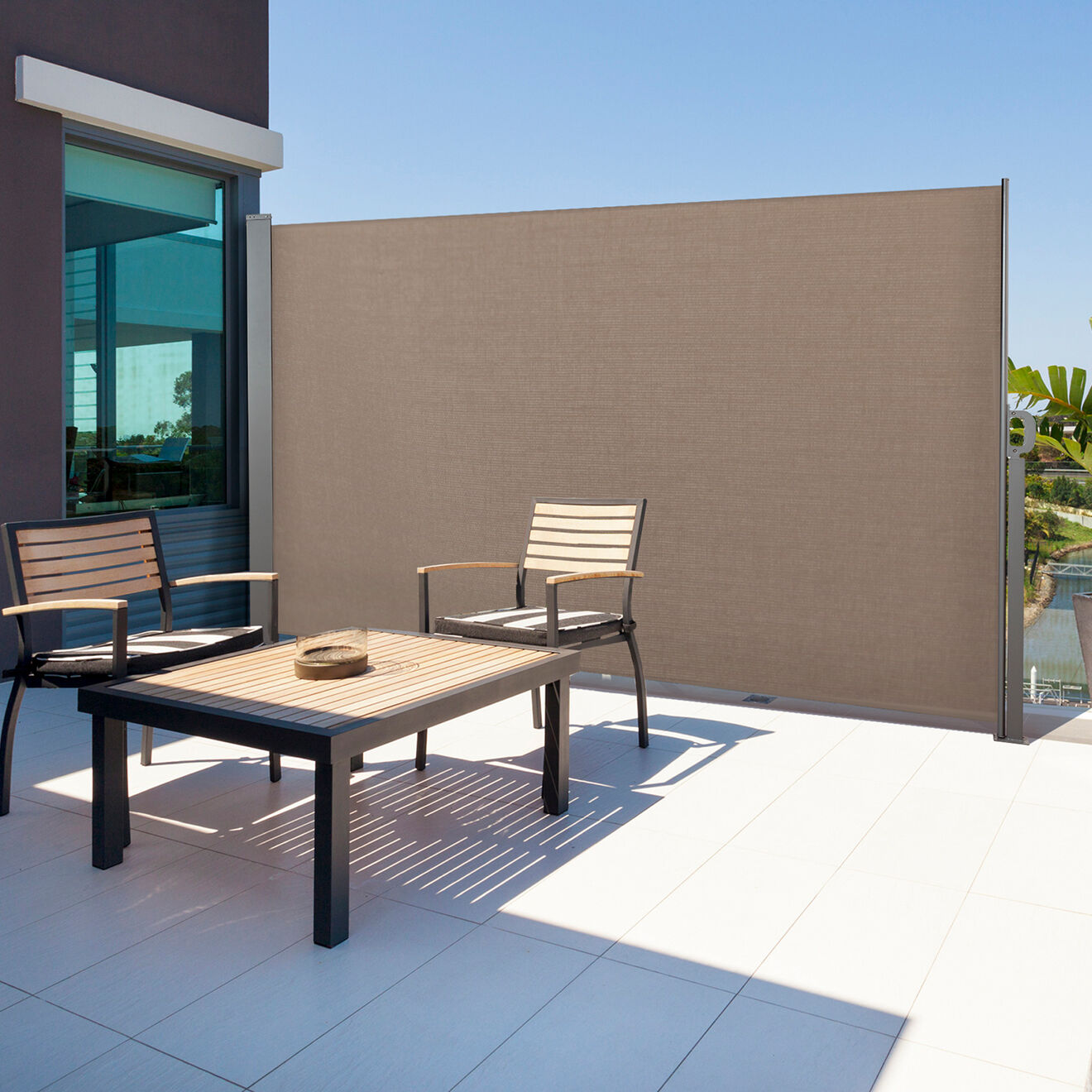 Pratik Garden Paravent retractable taupe - 1.4x2.5 m