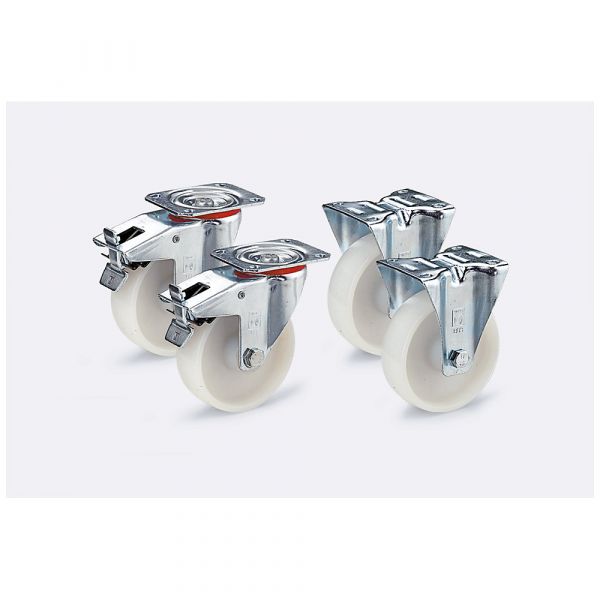 Wicke Roda em Poliamida, em Conjunto Promocional, 2 Rodas Orientáveis Bloqueio Duplo, 2 Rodas Fixas, Rolamento de Rolos, Ø X Largura Das Rodas 80 X 35 mm - M50120-986098