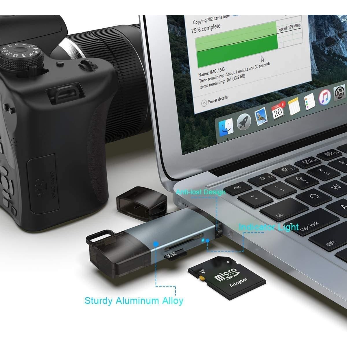 NÖRDIC USB 3.0 kortleser 2 spor SD, MicroSD UHS-I