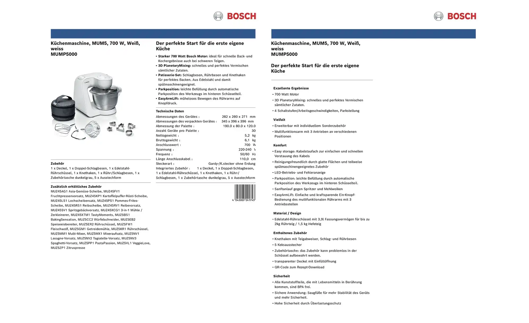 BOSCH Küchenmaschine MUMP5000