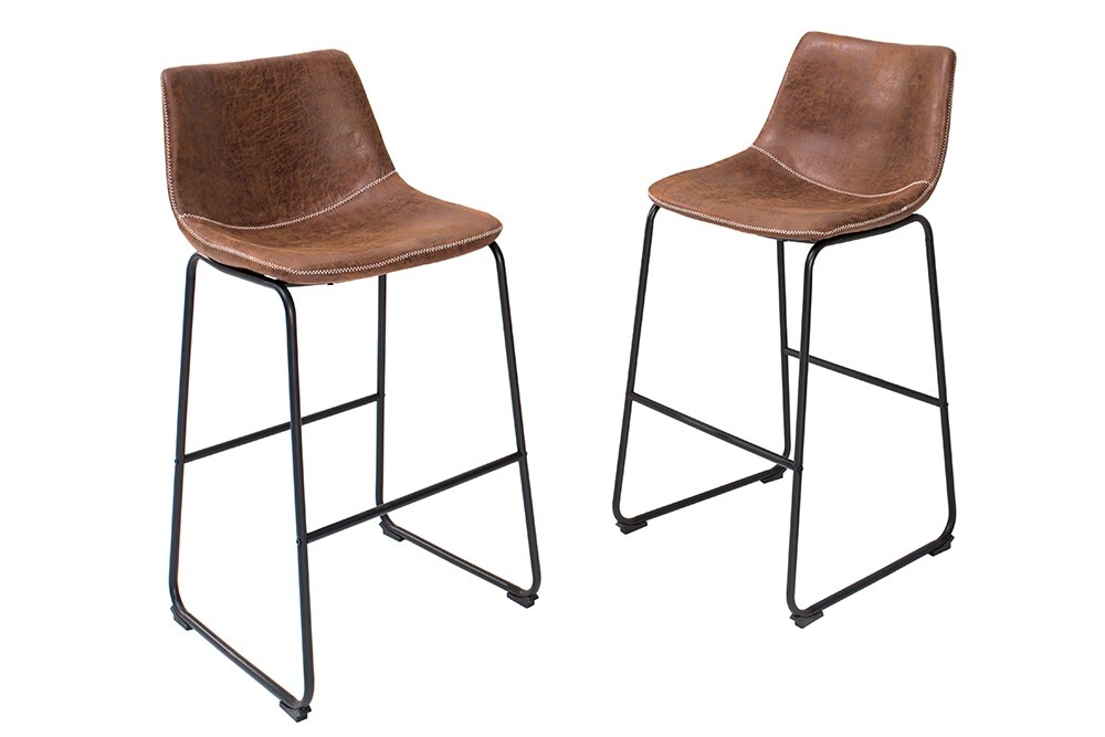 riess-ambiente Barstuhl DJANGO - vintage braun mit Eisengestell Rundum Bezug pflegeleicht Microfaser