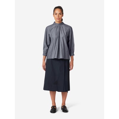 Damen-Schlupfbluse Chambray, Mittelblau