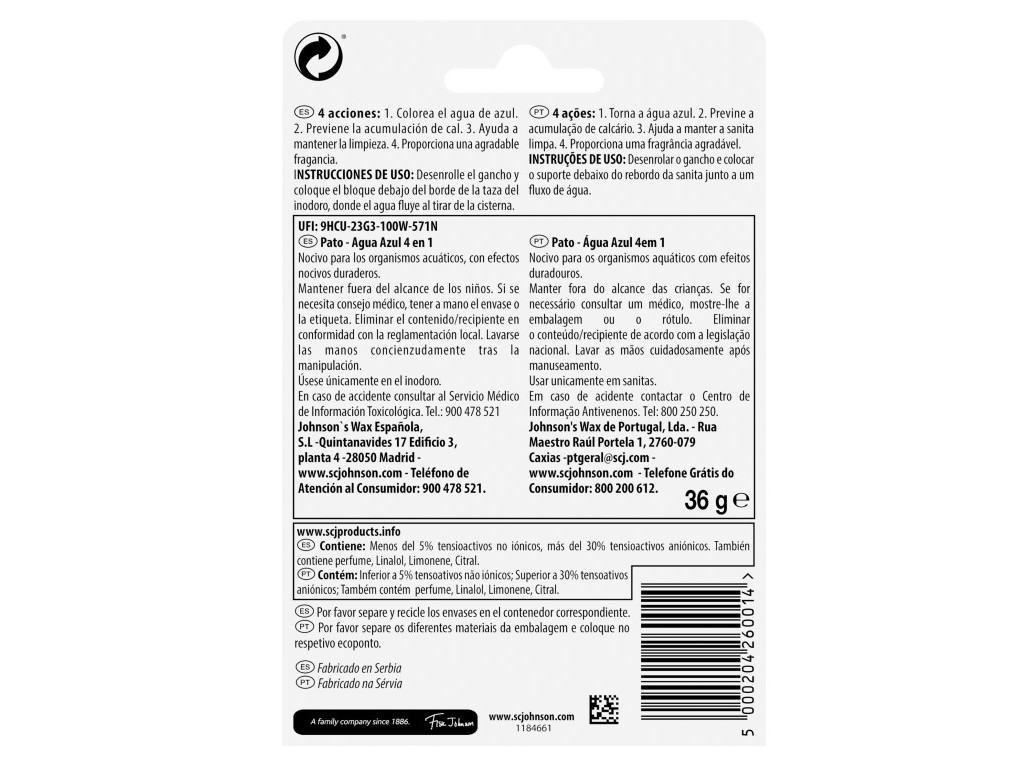 BL0CO SANITÁRIO PATO ÁGUA AZUL MYSTICAL LAGOON 36G
