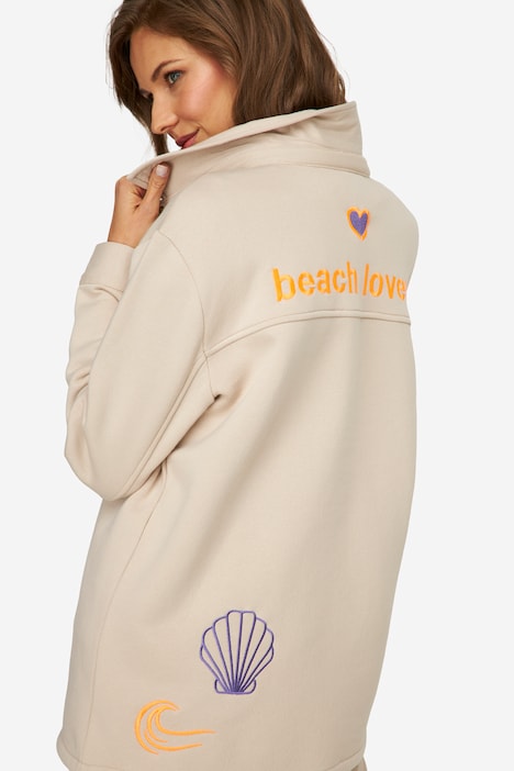 Jacke, Sweat mit Print, Hemdkragen, Langarm, OEKO-TEX