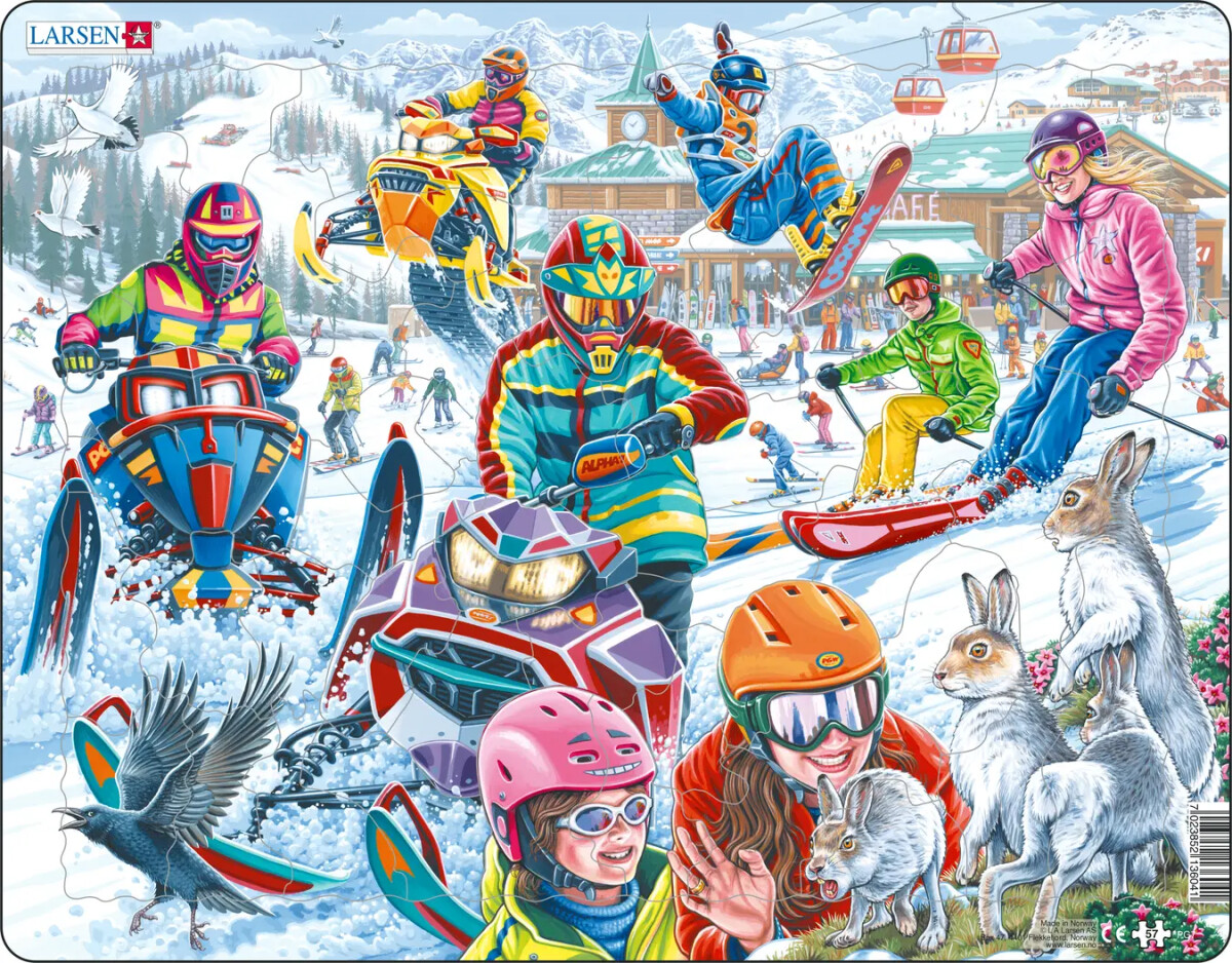 Larsen Puslespil - Snescooter Og Snowboards - 57 Brikker