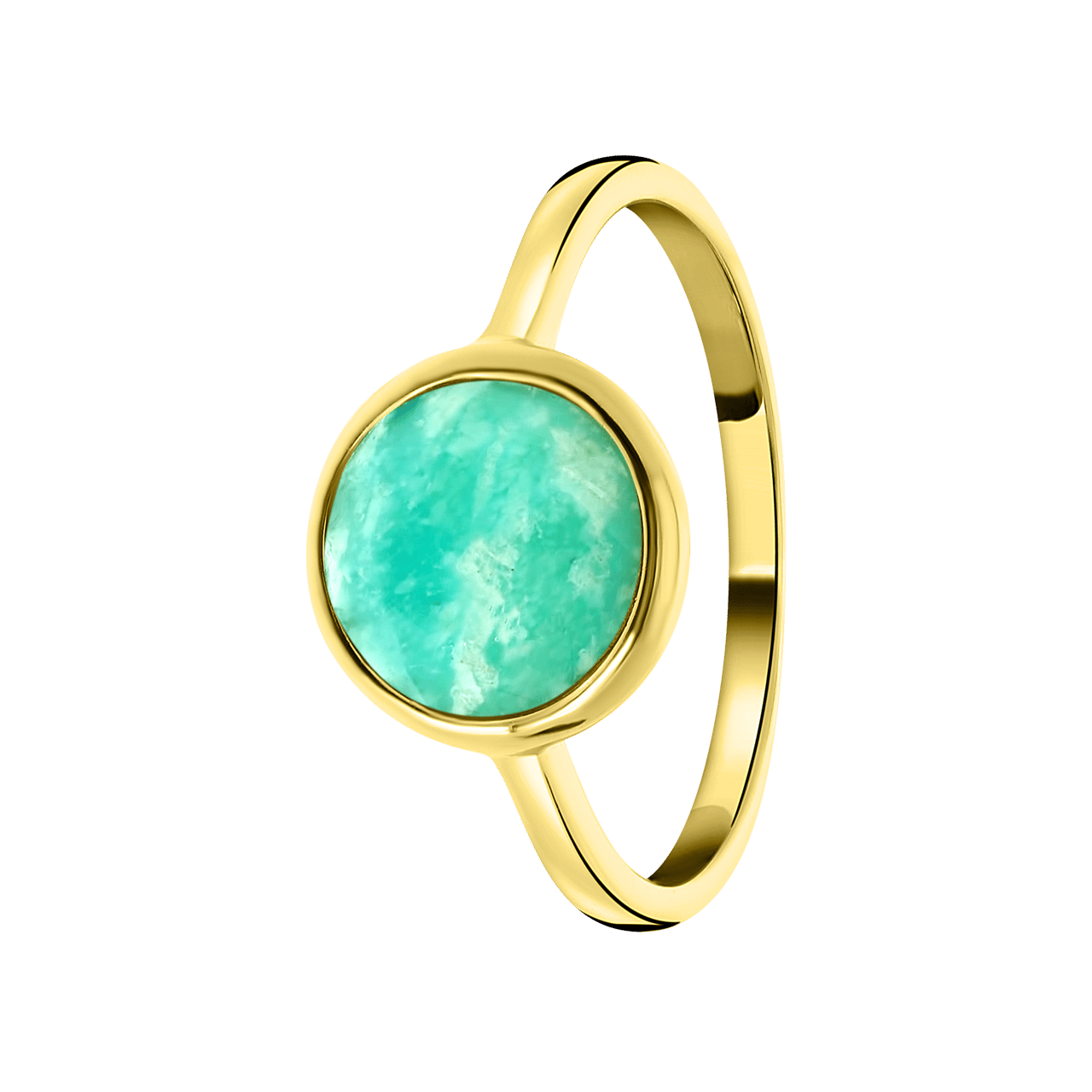Zilveren ring gold Gemstone amazonite
