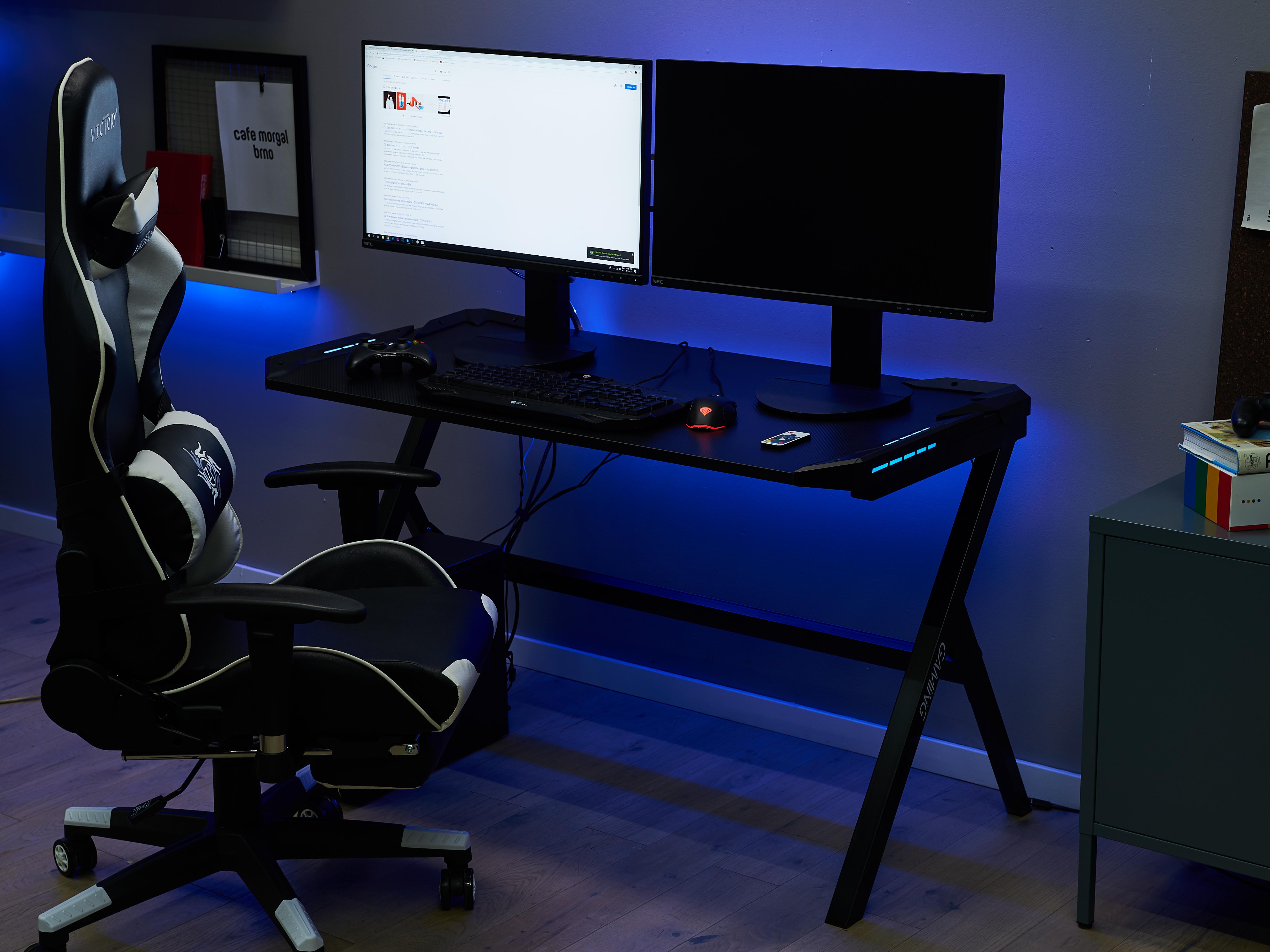 Game bureau DANVERS Zwart 120 cm 60 cm RGB LED