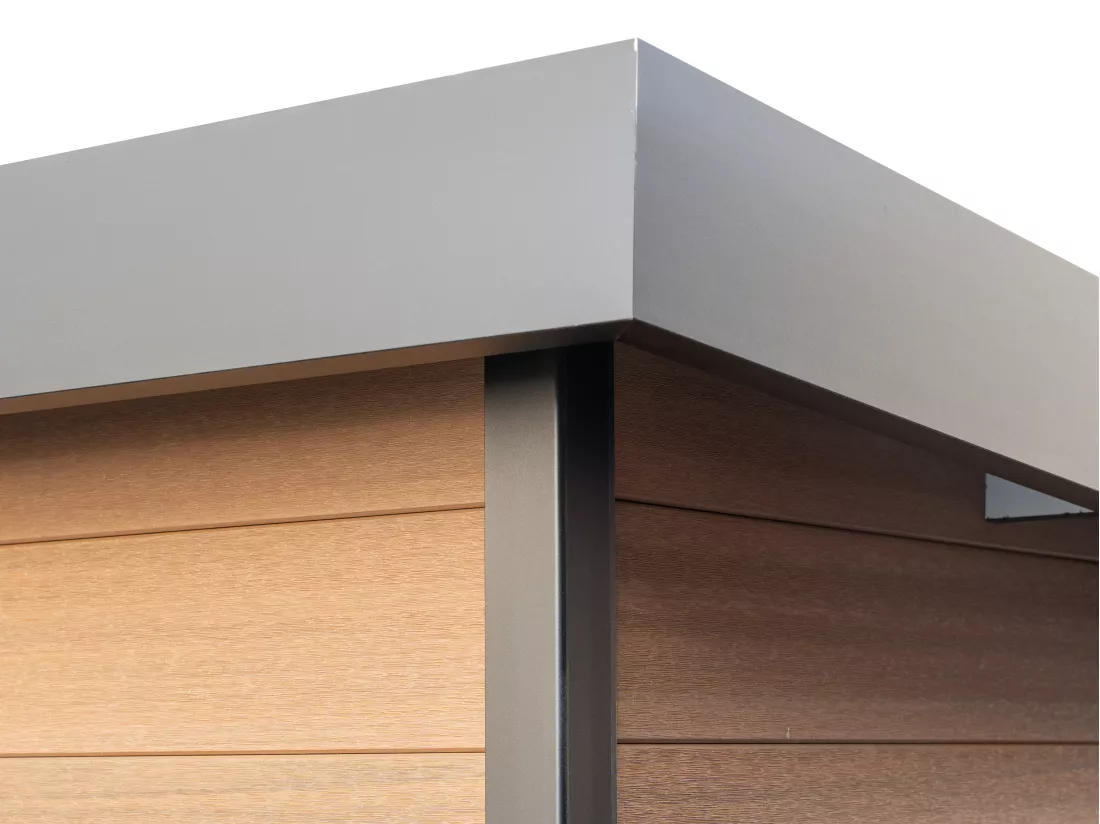 Abri de jardin en bois composite 28 mm aspect naturel foncé 10,43 m² - HAZELTON