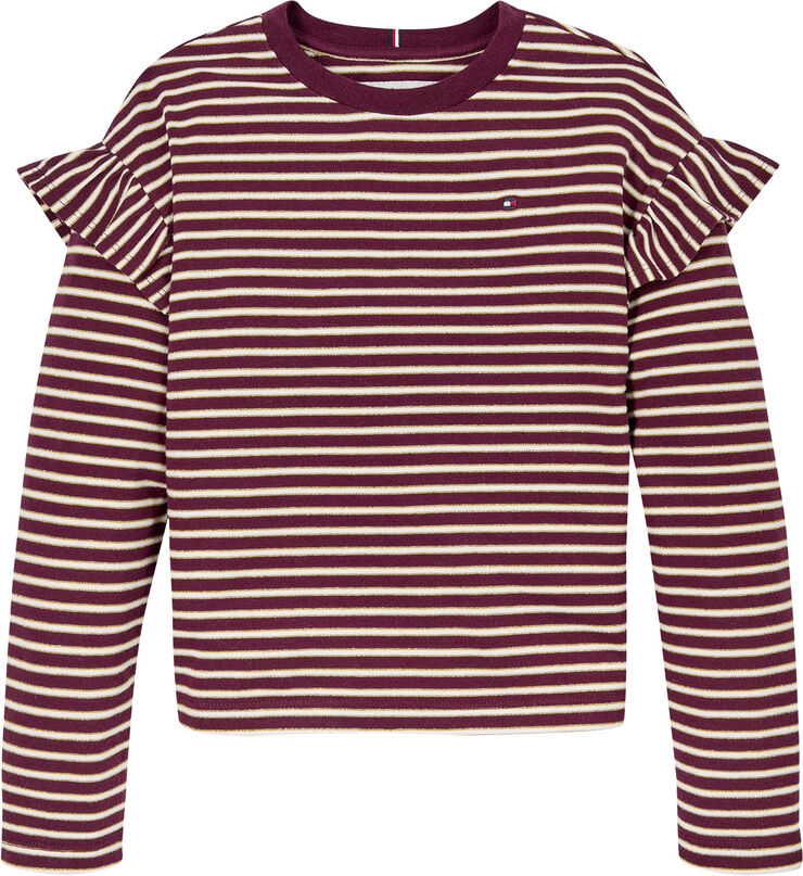 Tommy Hilfiger STRIPE TEE LS Deep rouge stripe