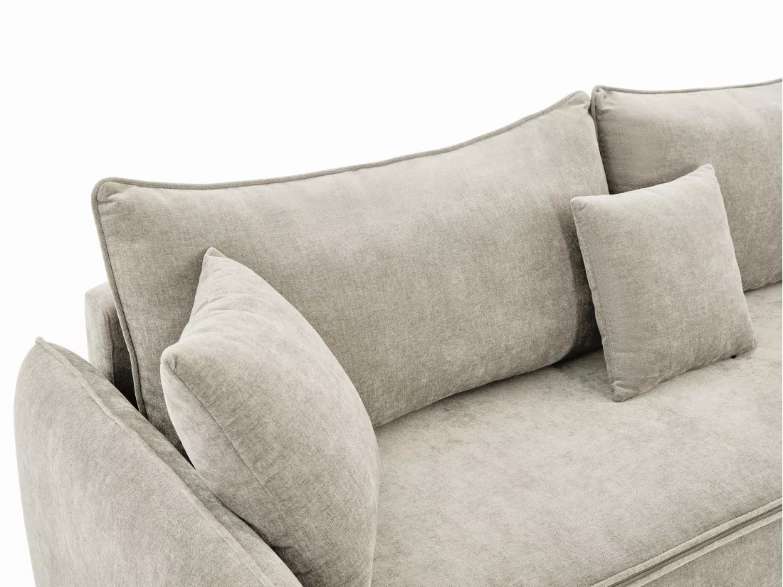 Canapé 3 places convertible en tissu beige avec assise à mémoire de forme TORNOLO