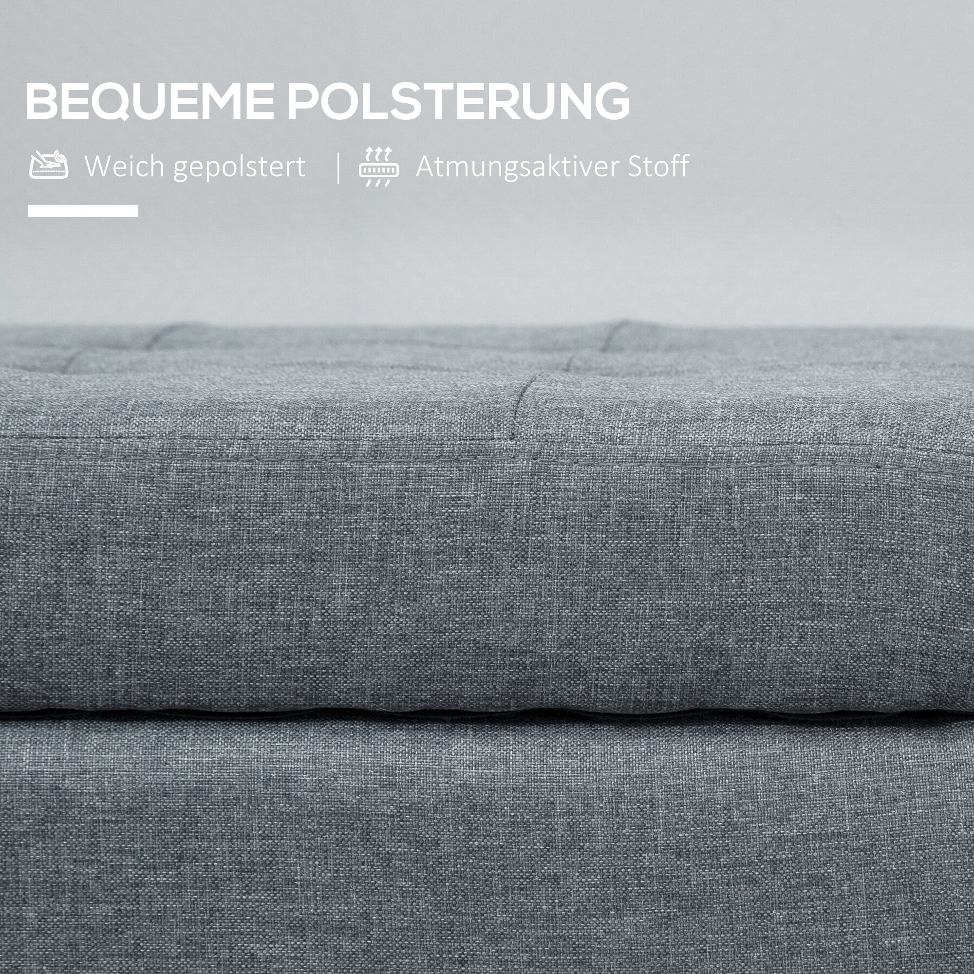 HOMCOM Sitzbank mit Stauraum und Sitzpolster grau 125L x 49B x 41,5H cm