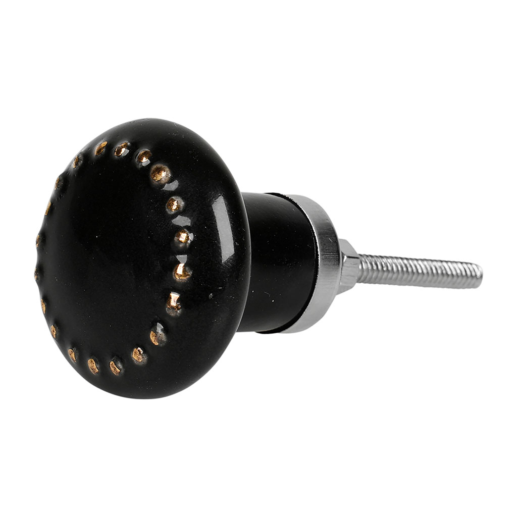Bouton de meuble céramique grains noir