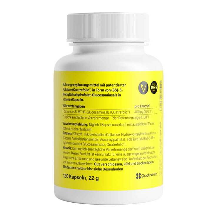 Folat Quatrefolic 400 µg Kapseln, 120 St